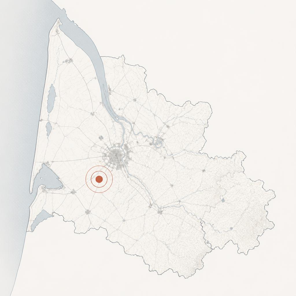 Carte stylisée de la Gironde avec la zone d'intervention autour de Saint-Jean-d'Illac
